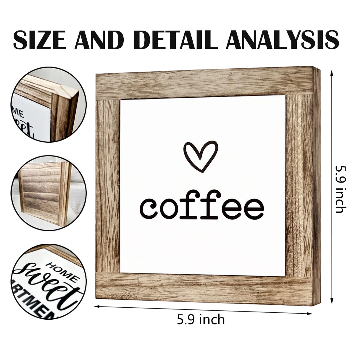 Coffee Decor Set, Wooden Box Signs for Home Decor, Freestanding Coffee Sign for Table Shelf Desk Counter, Cafe Sign, Coffees Lov
