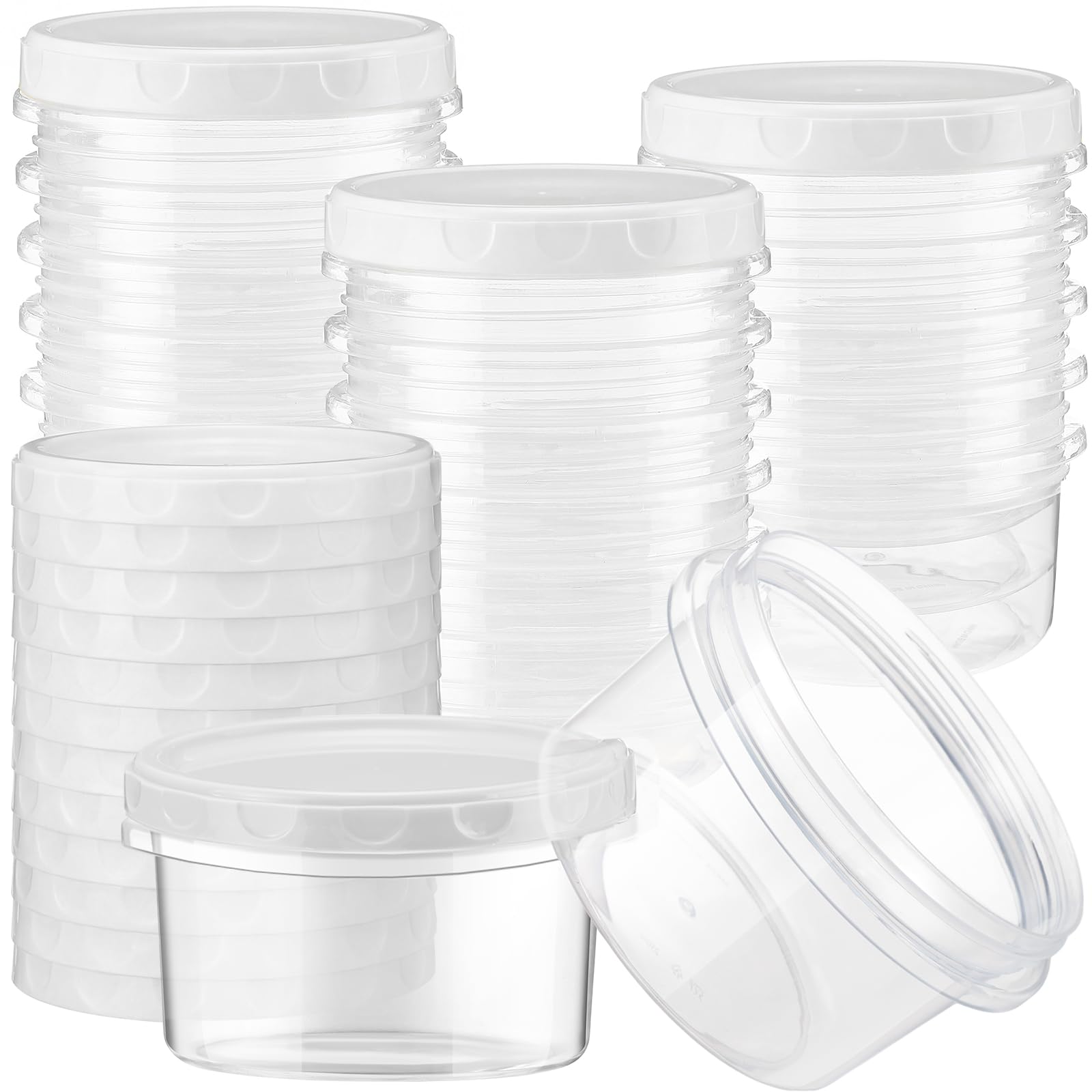 Sieral 16 Pack 8 oz Freezer Containers with Lids Reusable Deli Freezer Storage Containers Stackable Plastic Thick Twist Top Jars