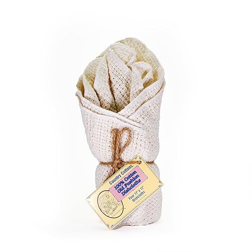 Country Cottons Old Fashion 100% Cotton Dishcloths - Set Of 4 Mixed Colors - 4 Natural -11 X 11