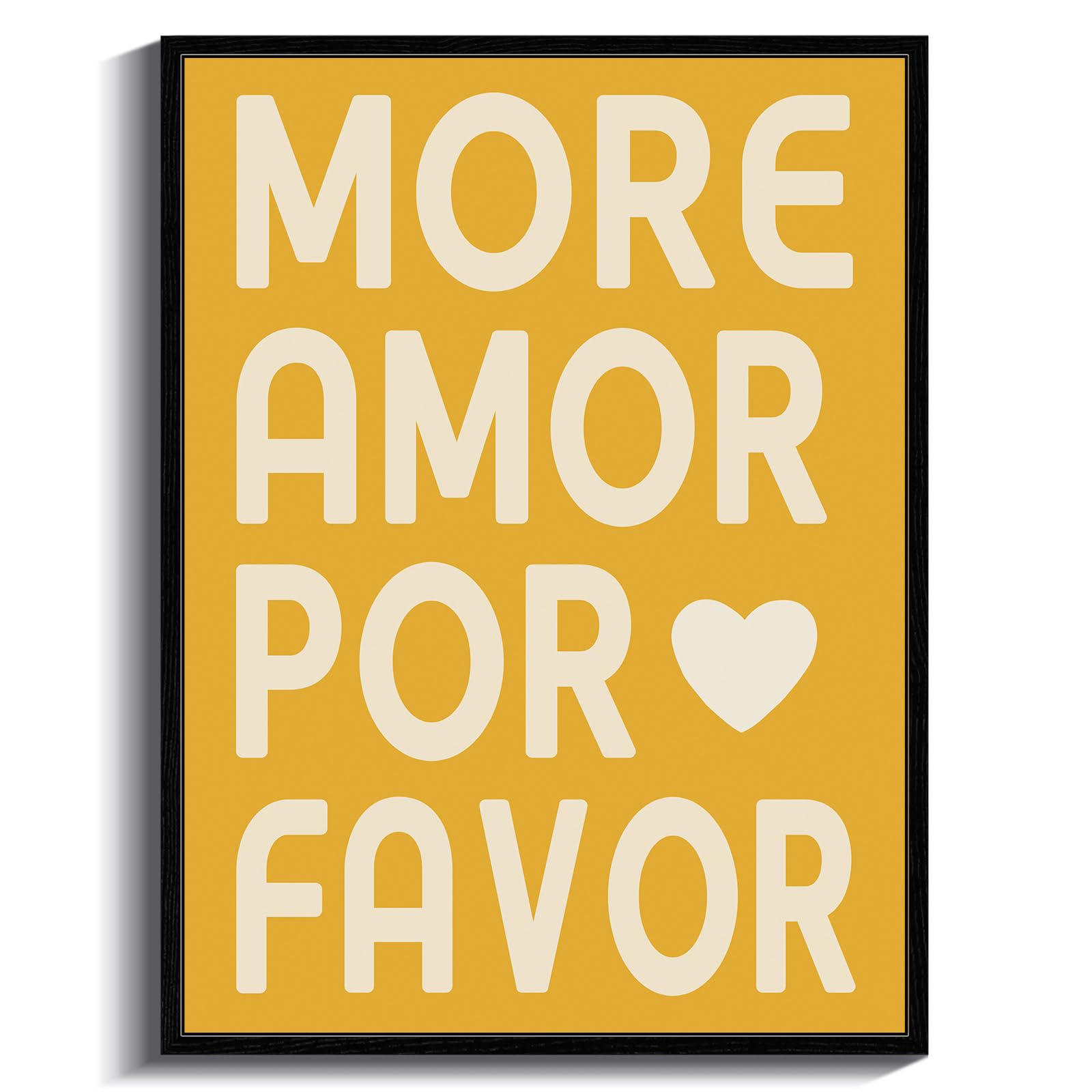 Insimsea Framed Canvas Wall Art, Teamwork Love Quotes Wall Decor, More Amor Por Favor, Office Classroom Decor, Girls Dorm Room D