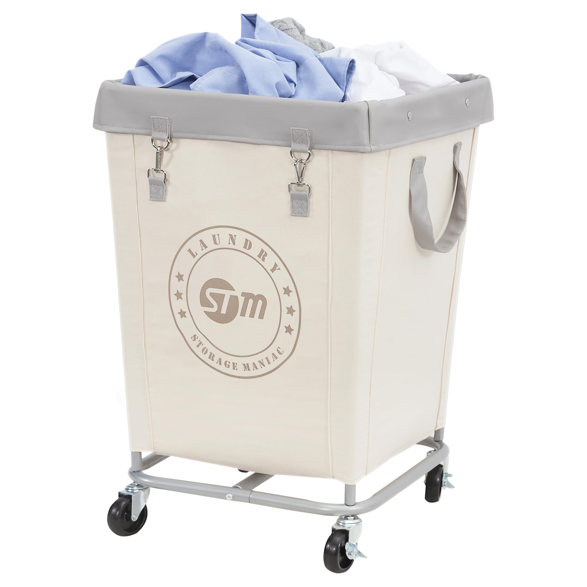 Storage Maniac Commercial Laundry Hamper With Heavy Duty Steel Frame, 160 L Industrial Laundry Basket Cart With Wheels For Hotel