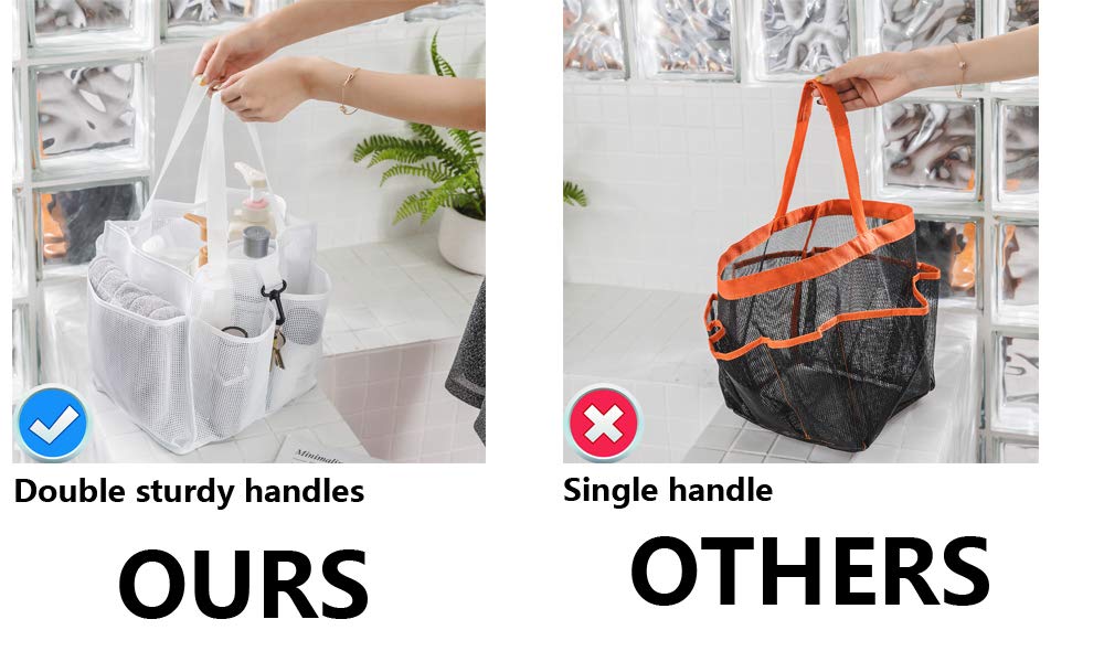 Alyer Mesh Shower Caddy Basket,Large Shower Bag Tote,Hanging Bath Toiletry Organizer With 1 Big Separated Inner Compartment And