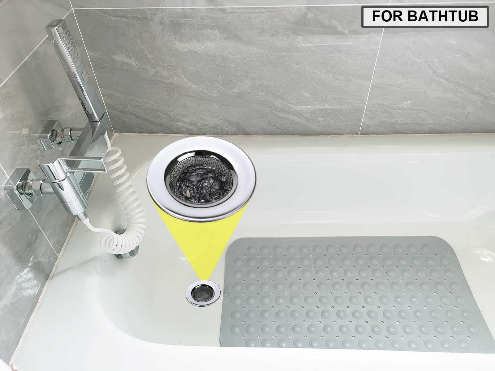 Seatery 1.50'' Bathtub Strainers  Bathroom Sink Strainers  Shower Drain Hair Catcher  Drain Strainer for Laundry  Mop Pool  Utility  Slop  RV Sink  Stainless Steel  Pack-2