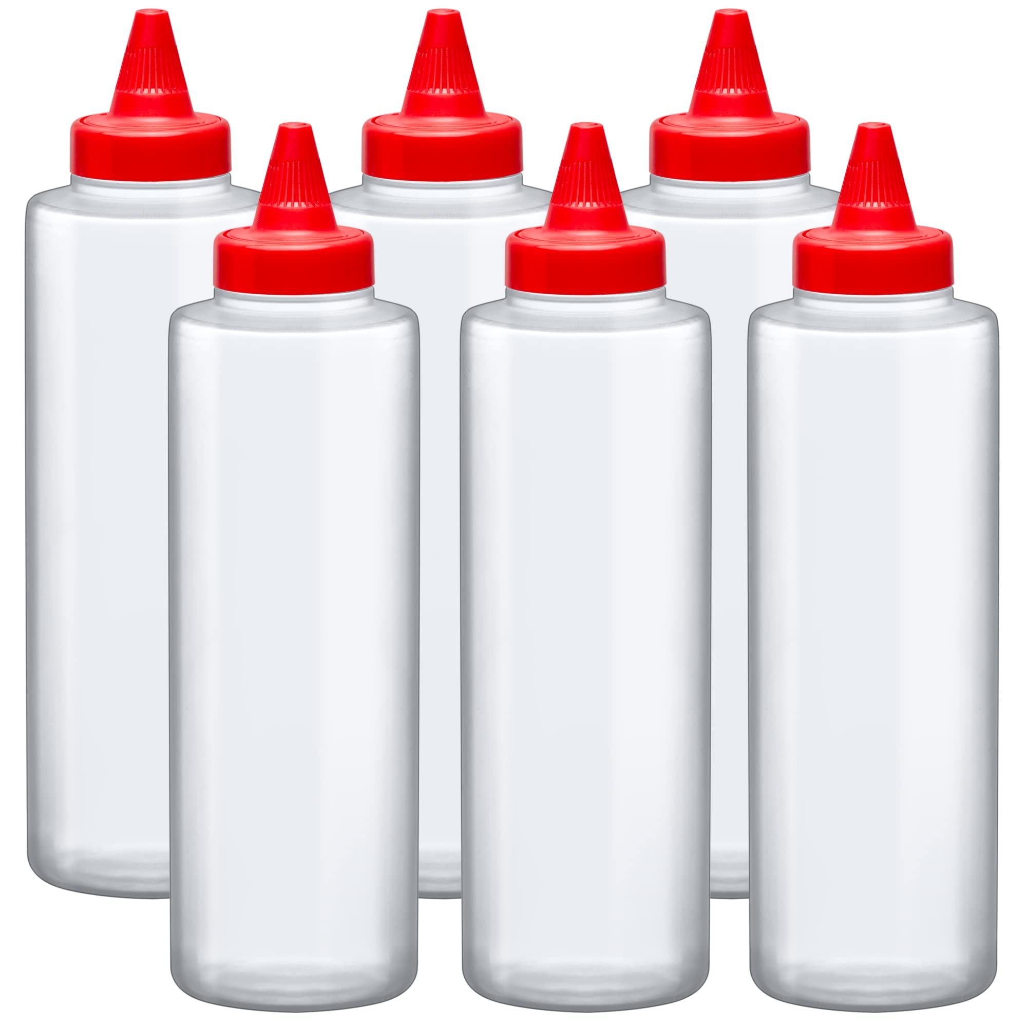 Amazing Abby - 16-Ounce Plastic Squeeze Bottles (Set Of 6), Reusable Condiment Bottles, Bfa-Free, Dishwasher-Safe, Perfect For K
