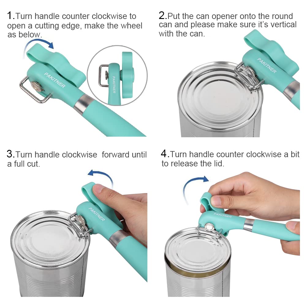 Pakitner- Cut Safe Can Opener, Manual Can Opener Smooth Edge - Handheld Side Cut Can Opener, Ergonomic Smooth Edge, Food Grade S