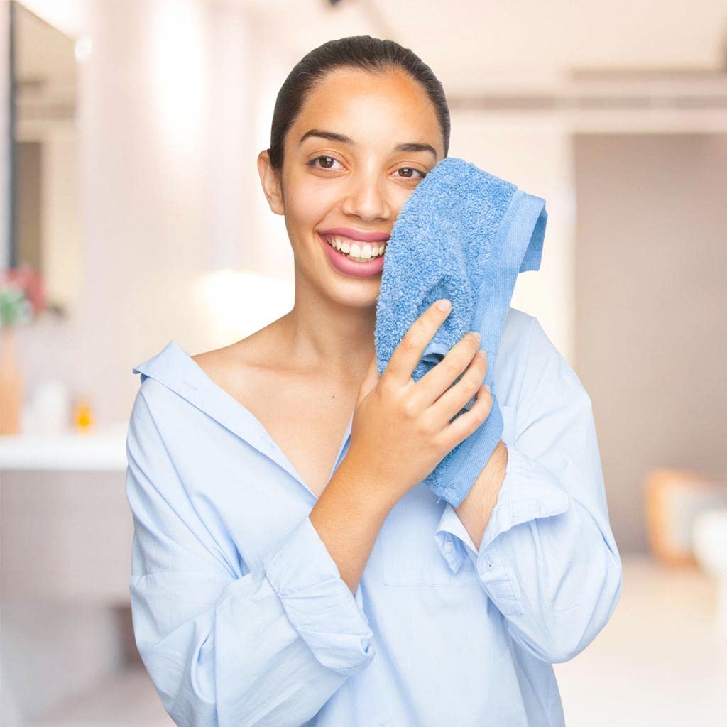 QUBA LINEN Wash Cloth Set - Pack of 24  100% Cotton - Flannel Face Cloths  Highly Absorbent and Soft Feel Fingertip Towels (12x12 Pack of 24)