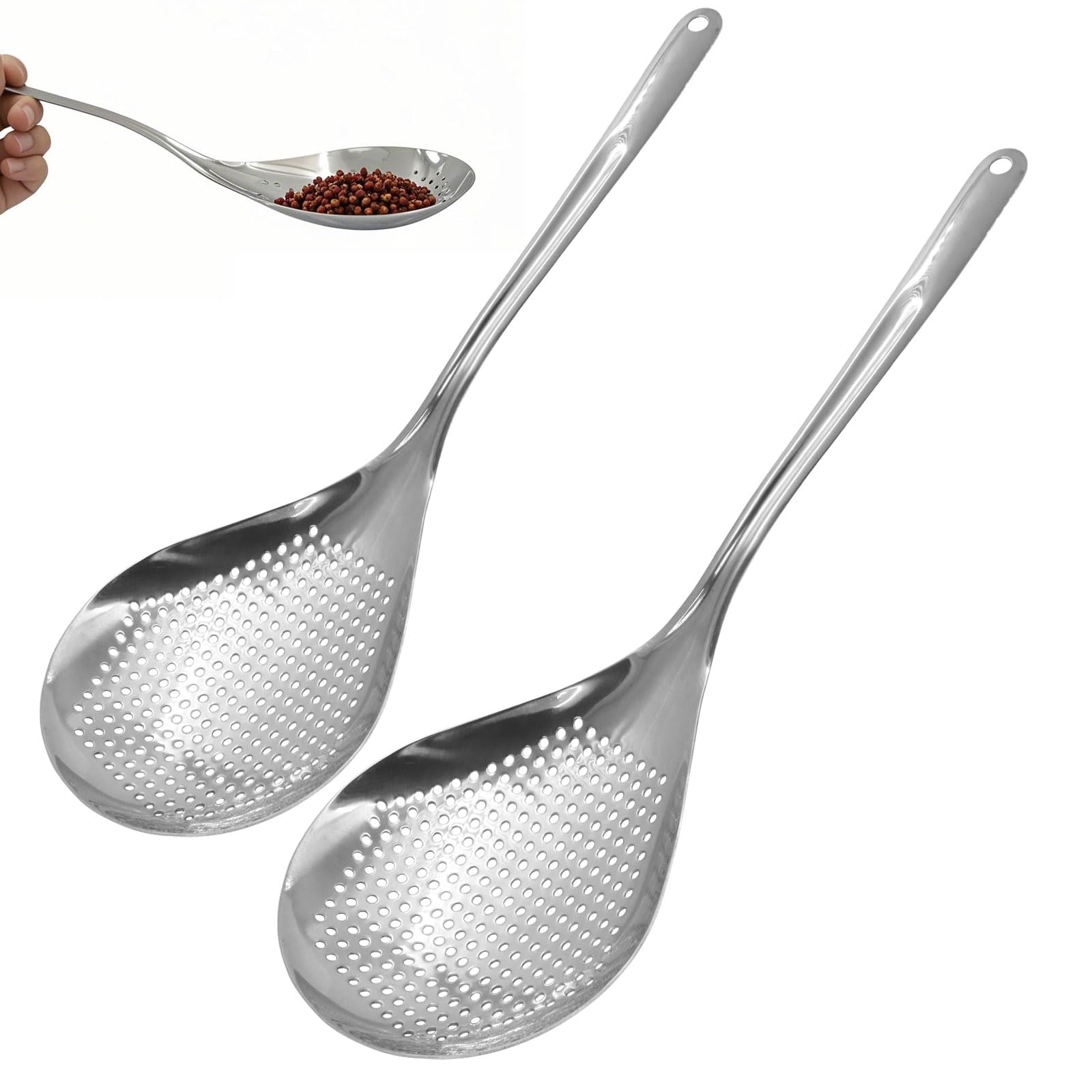 Jiozermi 2 Pcs Stainless Steel Skimmer Slotted Spoon