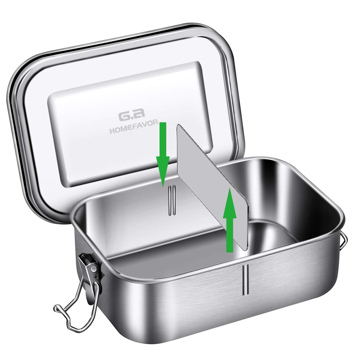 G.A Homefavor Bento Lunch Box, Stainless Steel Lunch Containers Leakproof With Removable Divider, Metal Lunch Containers, 800Ml,