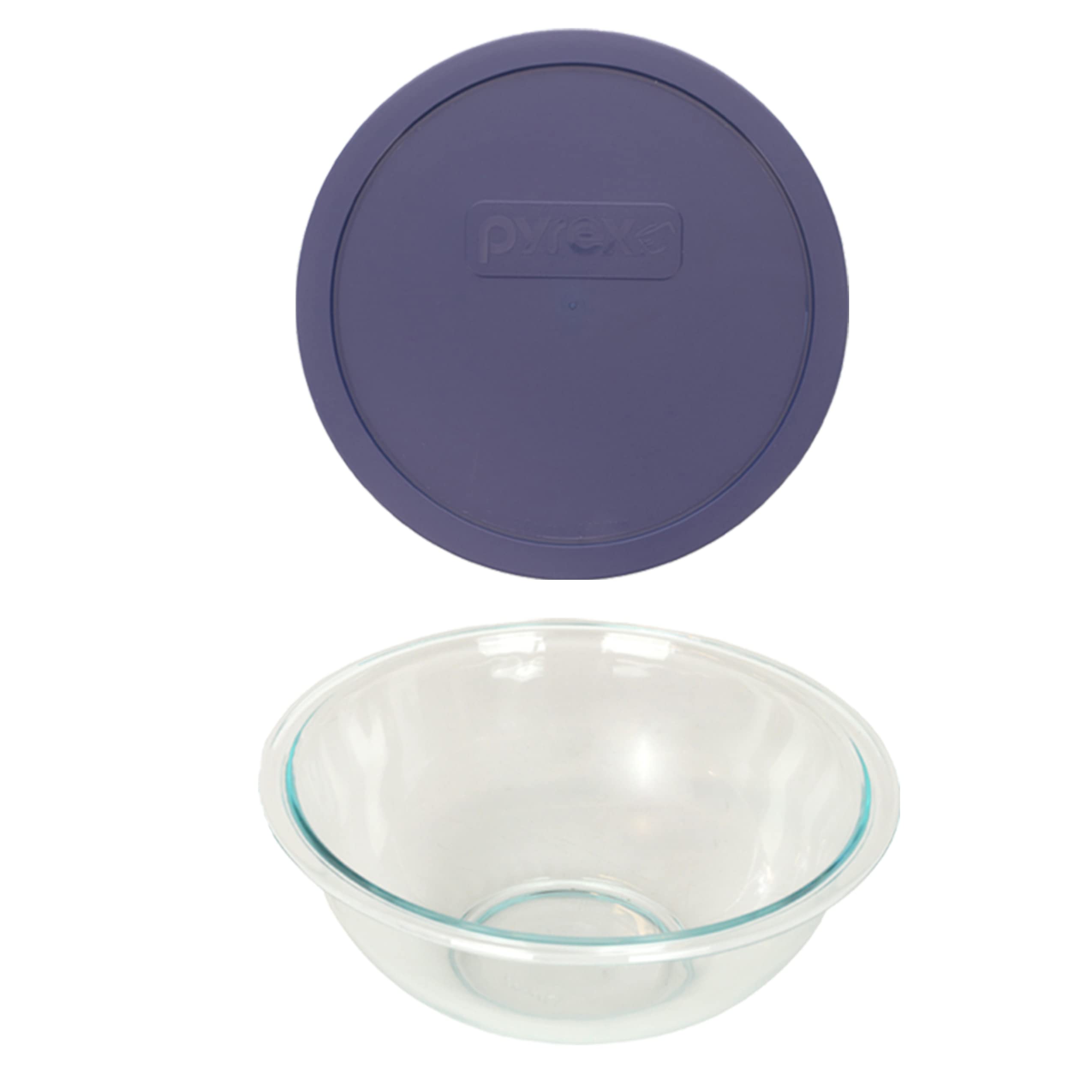 Pyrex (1 325 2.5Qt Glass Mixing Bowl, & (1) 325-Pc 2.5Qt Blue Mixing Bowl Lid Made In The Usa Made In The Usa