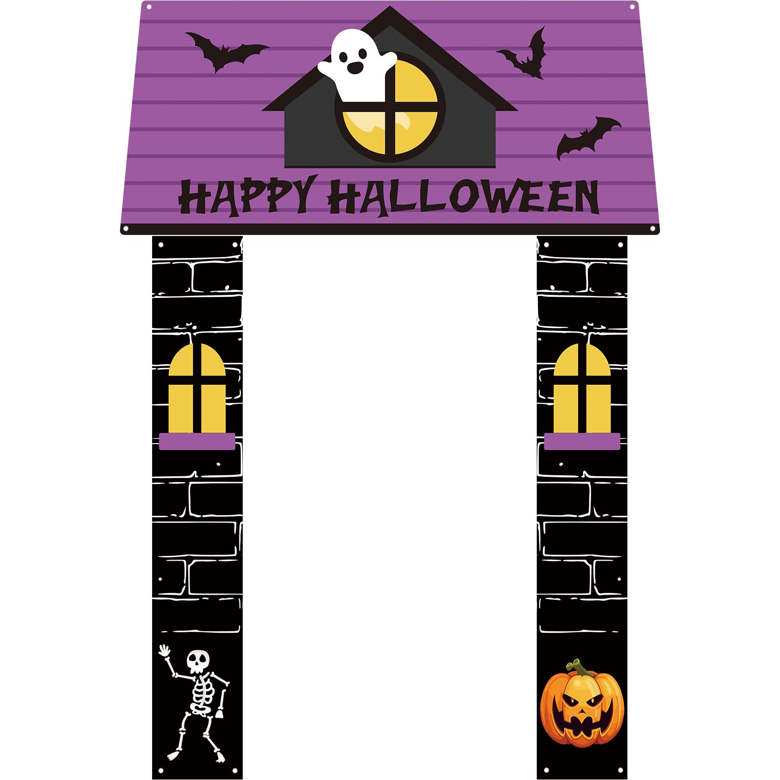 HunnmingRe 71 Inch 3 Pcs Halloween Ghost Style Door Banner Merry Wrap Xmas Cover for Classroom Home