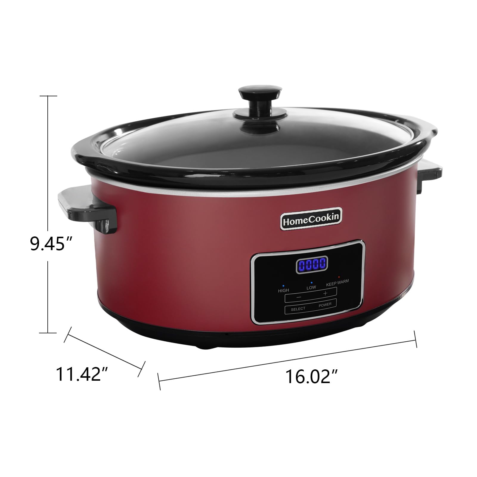 HOMECOOKIN 7 Quart Programmable Slow Cooker, Kitchen Appliances, Perfect Kitchen Small Appliance for Family Dinners, Red Stainle