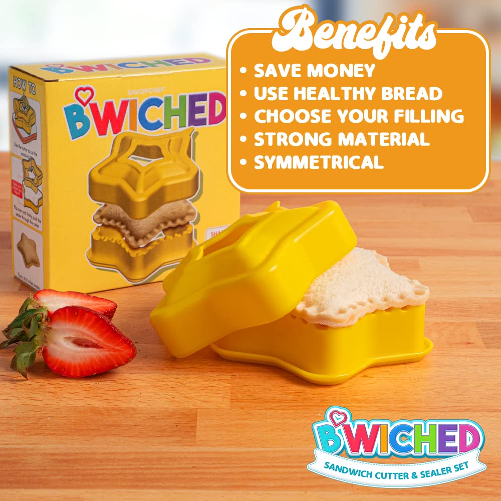 Sandwich Cutter And Sealer (Star) - Crustless Sandwich Maker - Great For Lunchbox And Bento Box - Boys And Girls Kids Lunch - Sa