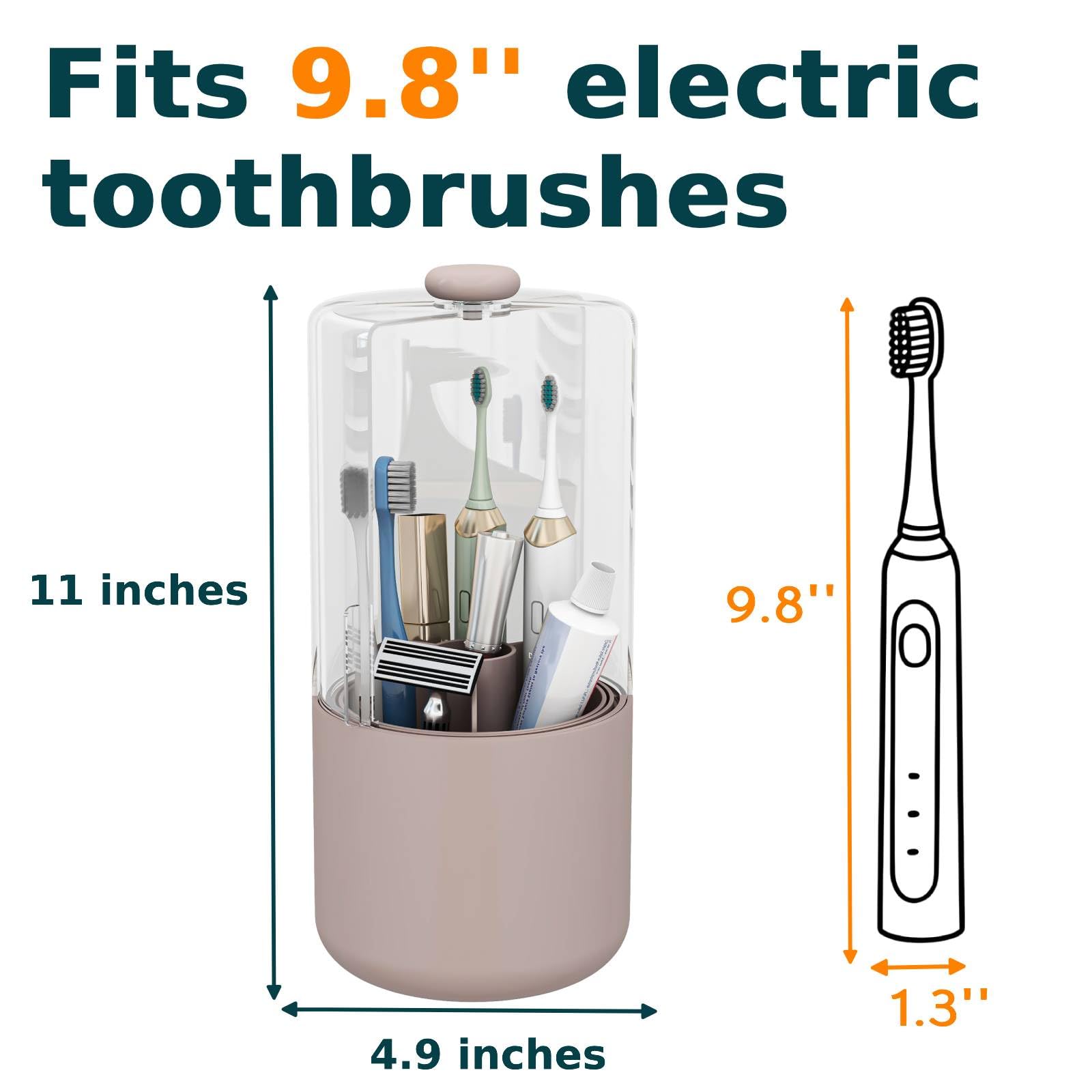 YOOLENS Toothbrush Holder with Cover 360 Rotating 4 Compartments Bathroom Toothpaste Electric Toothbrush Organizer, Pink