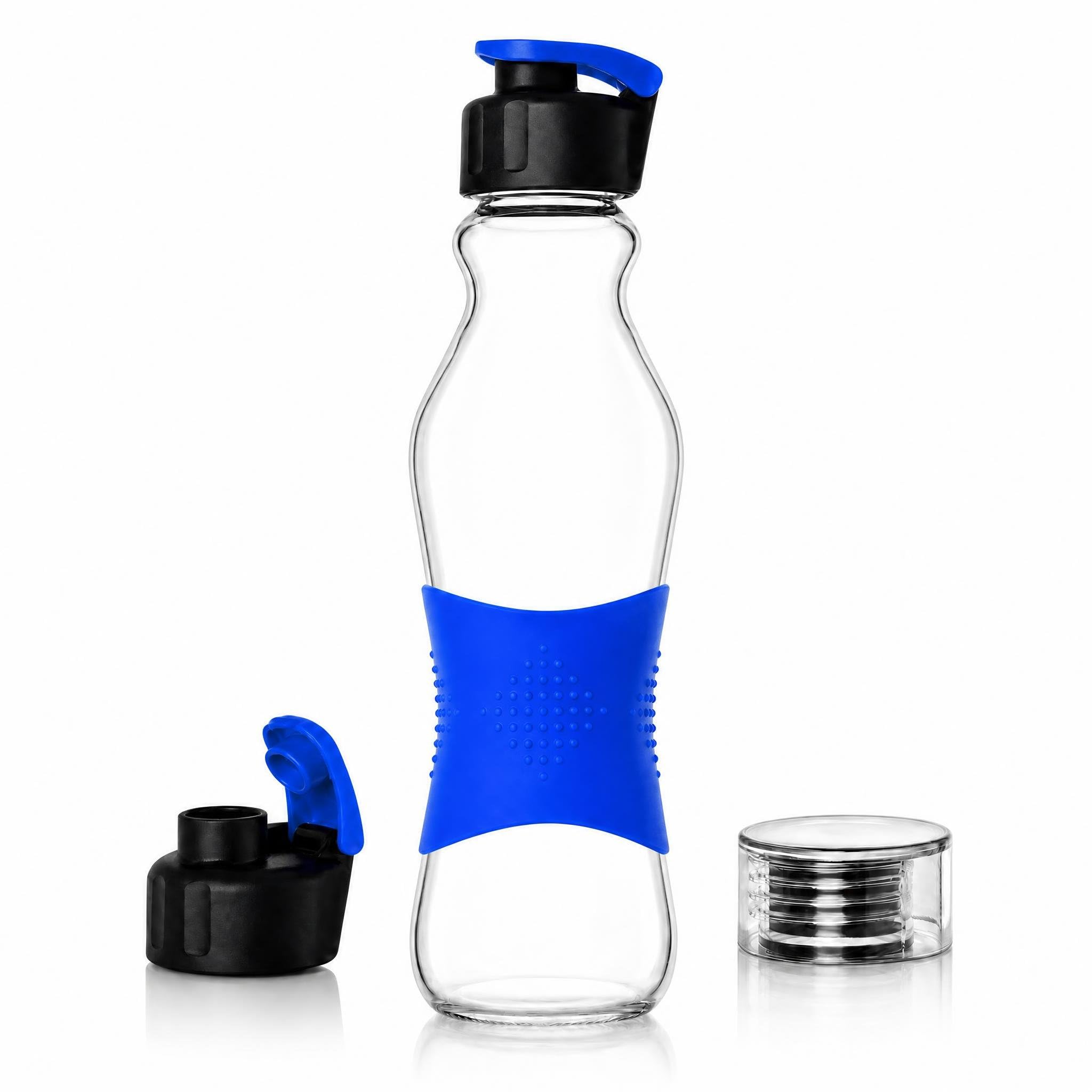 Consol Glass Gym Water Bottle  Grip & Go Active Sports Bottle With NonSlip Silicone Sleeve, Ergo Design For Easy Hold & Flip T