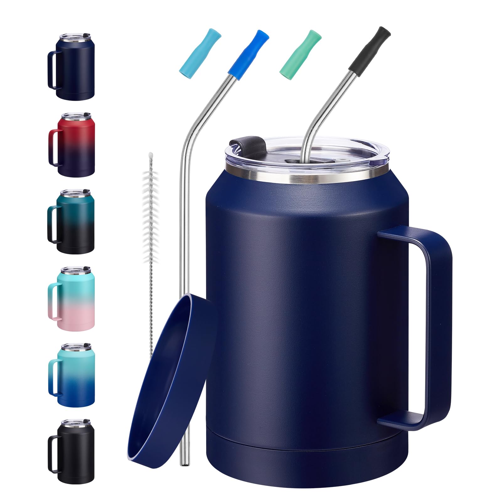 VICKNIY 32 oz Mug Tumbler with Handle and Straw  Large Stainless Steel Coffee Cup with 2in1 Lid, Insulated Water Bottle Flask