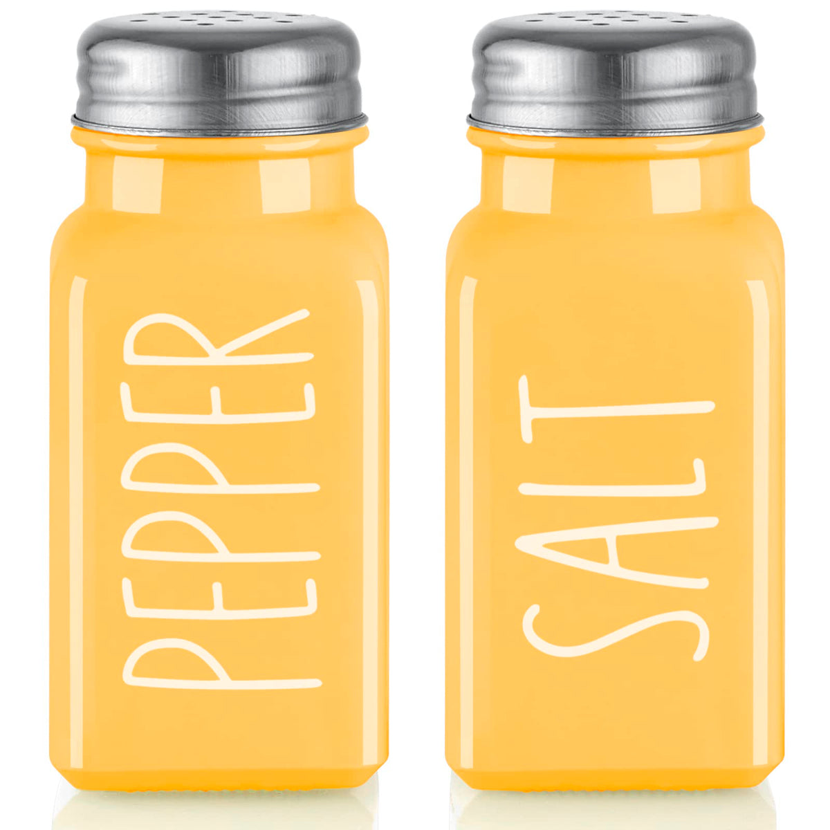 Yellow Salt And Pepper Shakers Set - Yellow Kitchen Decor And Accessories For Home Restaurants Wedding - Farmhouse Glass Salt An