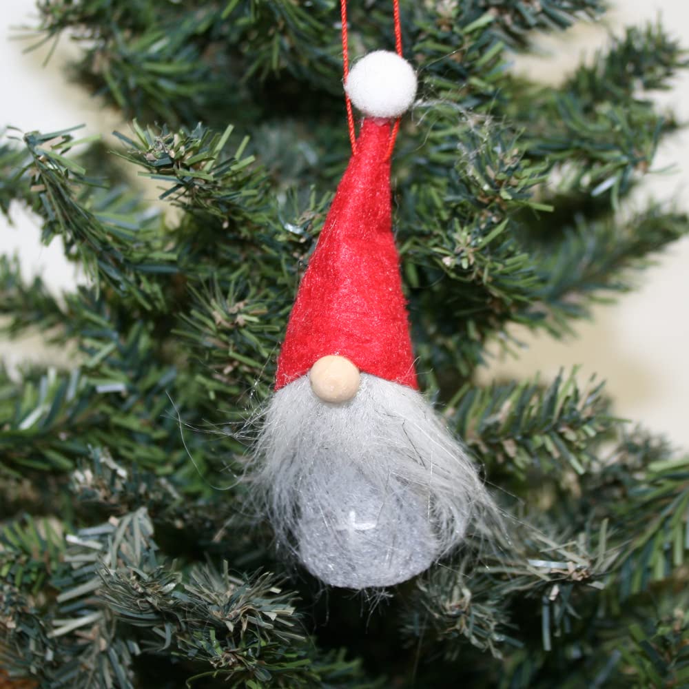 Tomte-Santa Nordic Gnome Ornaments - 5 Pack - Red and Grey