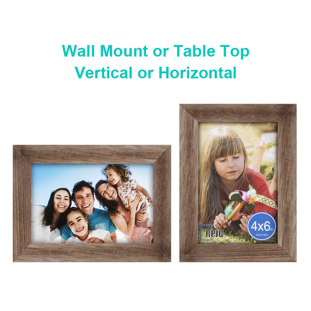 RPJC 4x6 Picture Frames Made of Solid Wood High Definition Glass for Table Top Display and Wall Mounting Photo Frame Carbonized
