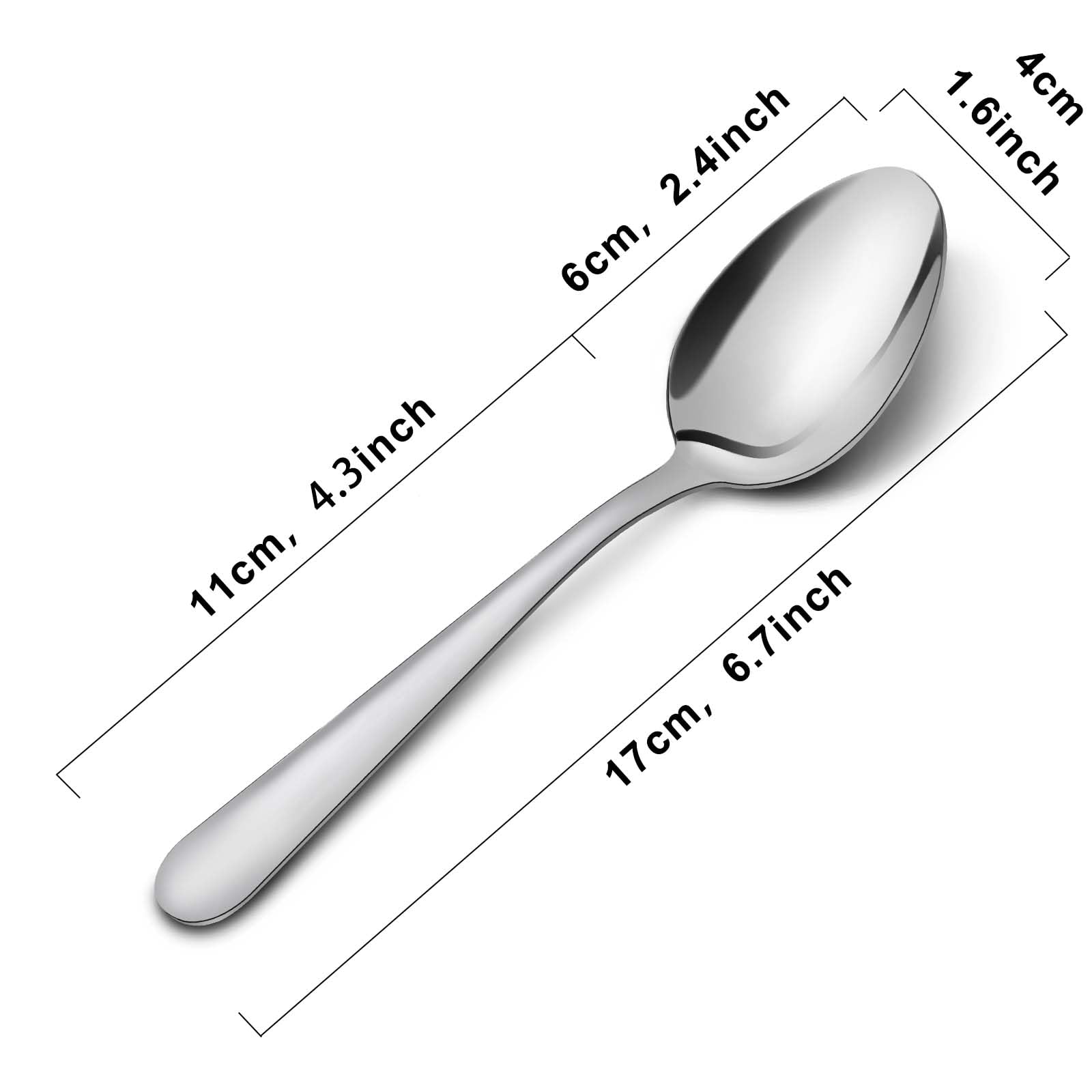36-Piece Dinner Spoons Set, Funnydin 6.7'' Stainless Steel Spoons Silverware, Durable Dessert Spoons, Table Spoon Use For Home,