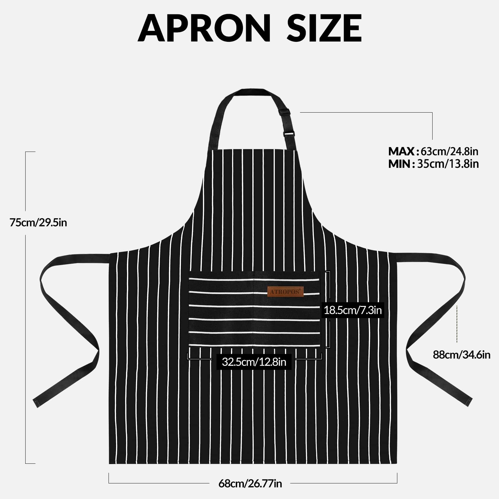 Atropos 2 Pcs Aprons For Women With Pockets, Aprons For Men, Womens Kitchen Apron, Cooking Apron Adjustable Bib Chef Apron(Unise