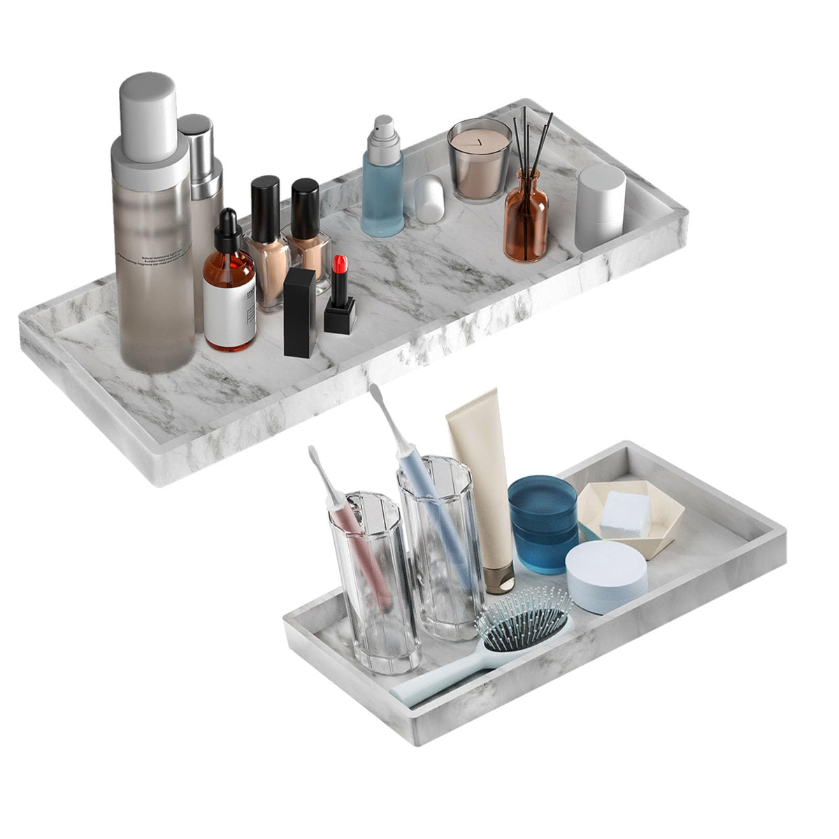 Bbk Bathroom Vanity Tray - 2 Pack (7.8'' And 11.8'') Silicone Bathroom Trays For Counter, Perfume Key Trinket Ring Tray, Decor S