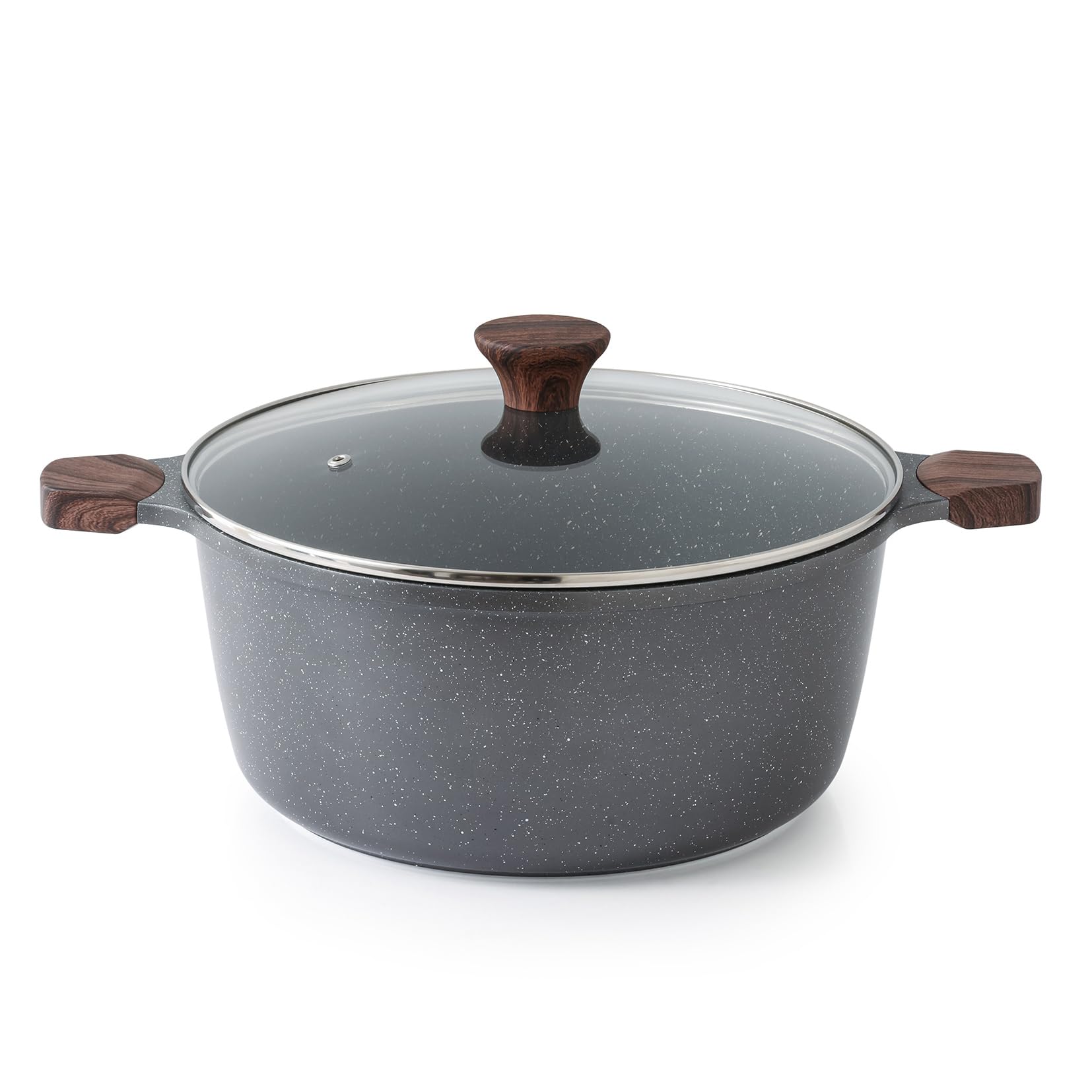 Sensarte Nonstick Stock Pot With Lid, 7 Qt Induction Cooking Pot With Tempered Glass Lid, Stew Pot With Swiss Nonstick Granite C