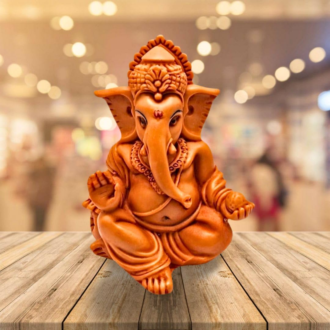 Alaukik Car Dashboard Ganesh Statue, Hindu Religious Home Decor Statue, Ganapati Idol For Office Desk, Diwali Gifts Polyresin Fi
