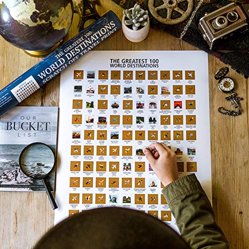 Mappinners The Greatest 100 World Destinations Scratch Off Travel Print 16X20