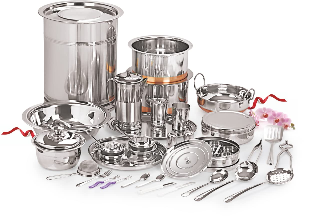 Neelam Stainless Steel Dinner Set Prm 101 Pieces Set, Ideal Gifting Dinner Set, Ideal For Special Occasions Like Anniversary, We