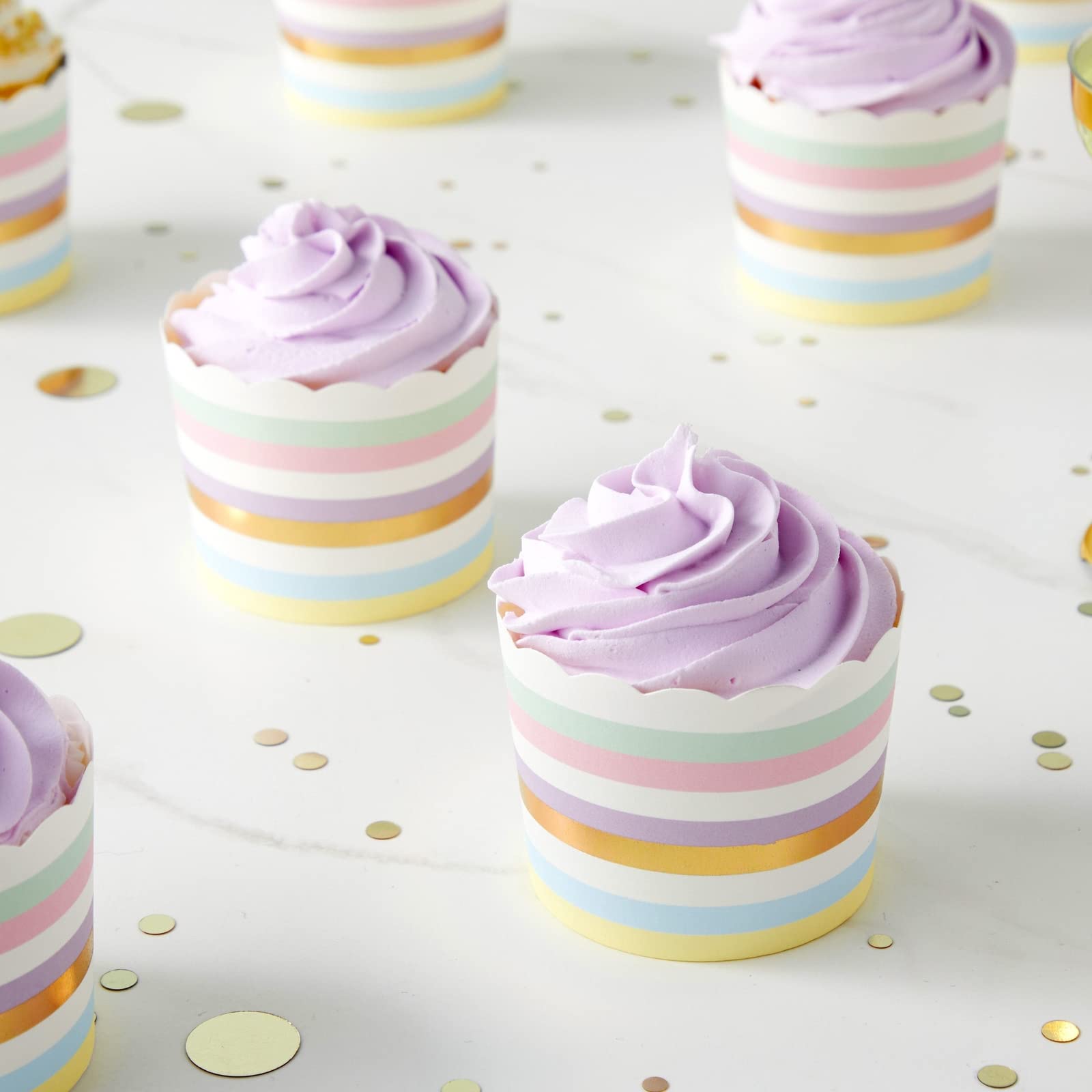 Sparkle and Bash 50-Pack Pastel Cupcake Liners - Large Baking Cups for Birthdays, Assorted Colors, Model LJ-GUNLN-091019-04-1