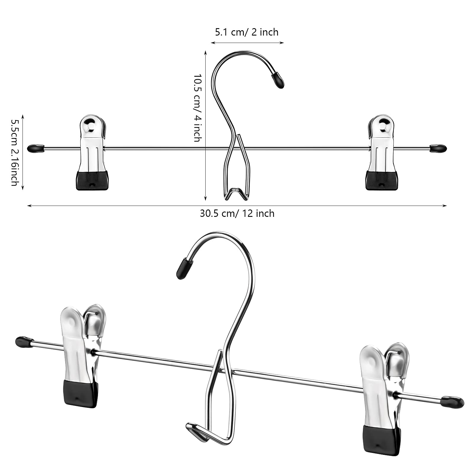 12 Pcs College Dorm Room Supplies Decor Skirt Pants Hangers With Clips Heavy Duty Clip Space Saving Stackable Add On Metal Organ