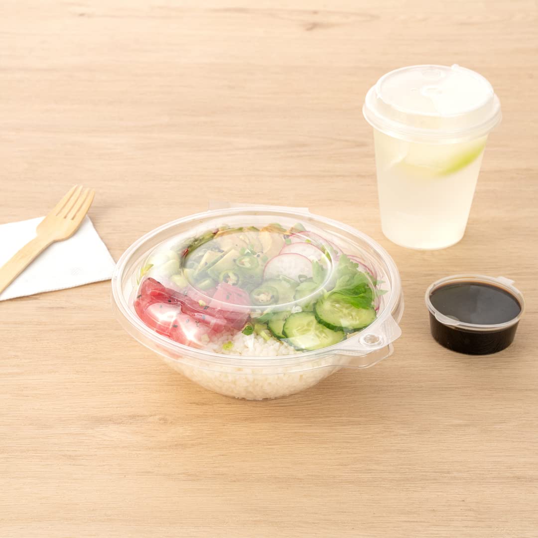 Restaurantware Tamper Tek 24 Ounce Take Out Bowls 100 Tamper-Evident Meal Prep Bowls - Hinged Lid Freezable Clear Plastic To Go
