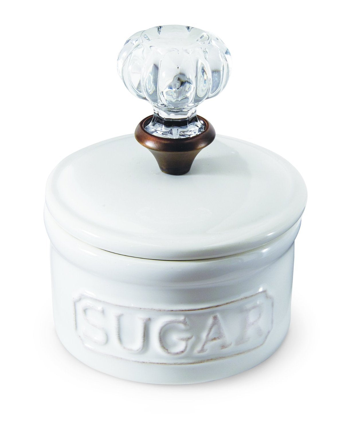 Mud Pie Door Knob Sugar Bowl, White 585H X 67L X 635W