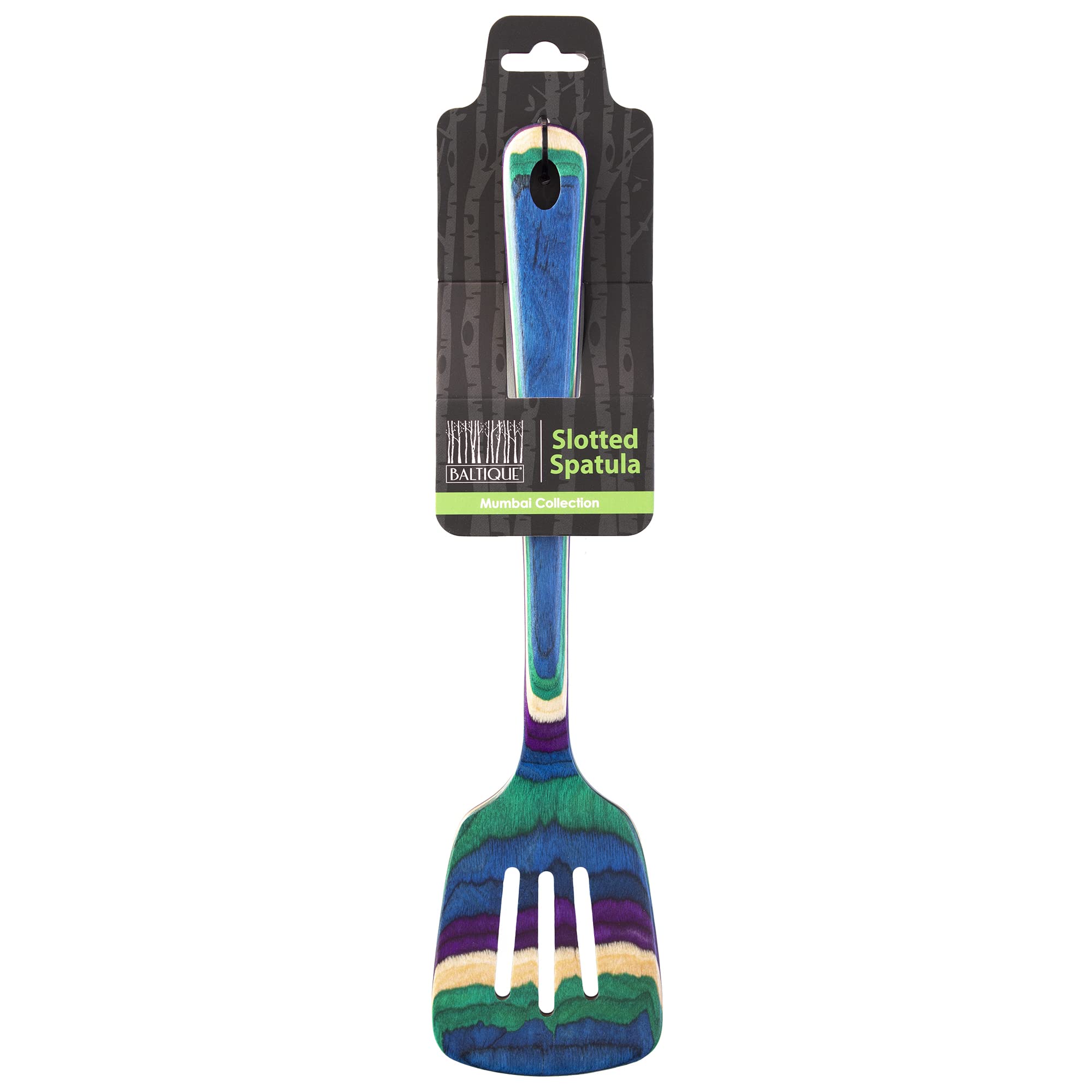 Baltique Mumbai Collection 12-12 Wooden Slotted Spatula, Safe For Nonstick