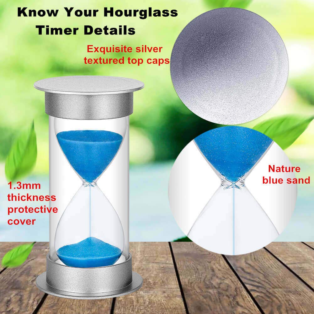 Suliao Sand Timer 15 Minute Hourglass, Silver Plastic Sand Watch Clock 15 Min, Hour Glass Sandglass Timer For Kids, Games, Class