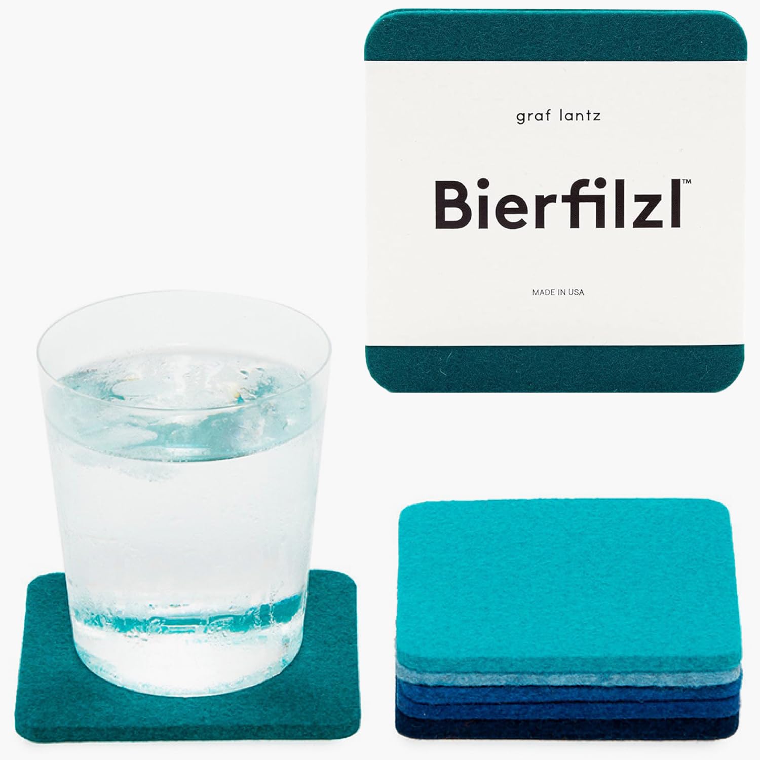 Graf Lantz - Bierfilzl Felt Coasters - Square - 100% Merino Wool - Moisture Wicking - Heat Resistant - Sustainable - Absorbent -