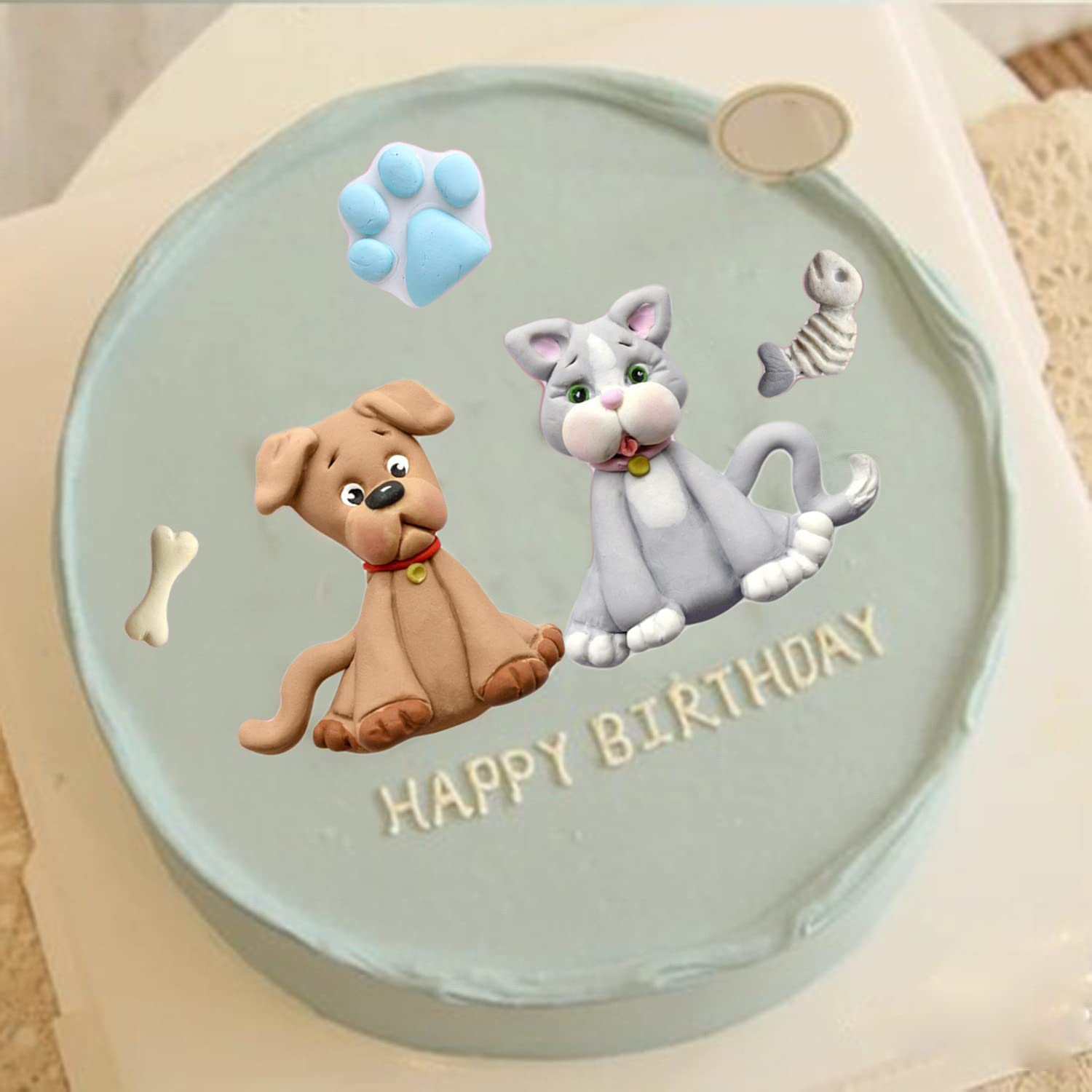 Mujiang Cat Paw Dog Paw Bone Silicone Mold Cat Dog Fondant Molds For Cupcake Topper Cake Decorating Chocolate Candy Clay Gum Pas