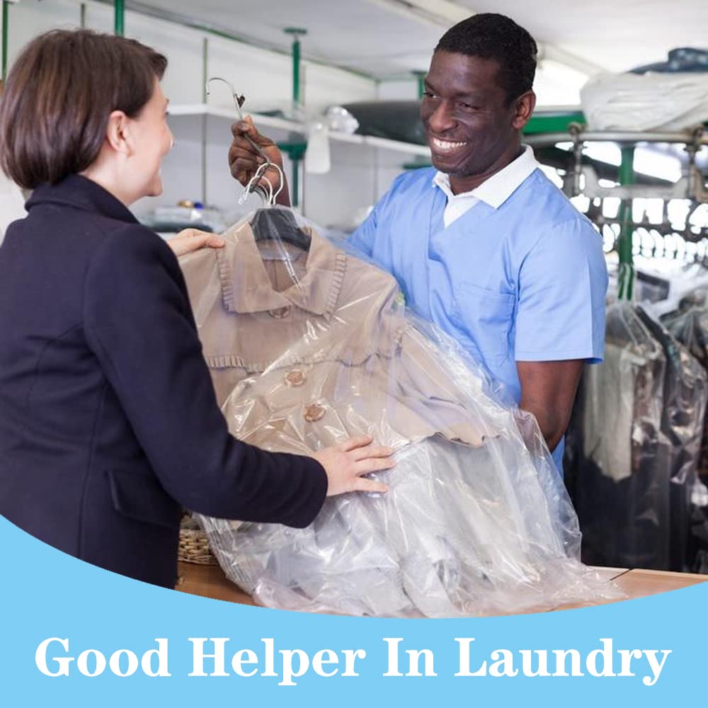 Beishida 120Pcs 35.5 Inch Plastic Garment Bag Dry Cleaner Bags Clear Plastic Bag Dry Cleaning Laundry Bags For Clothes Cover Han