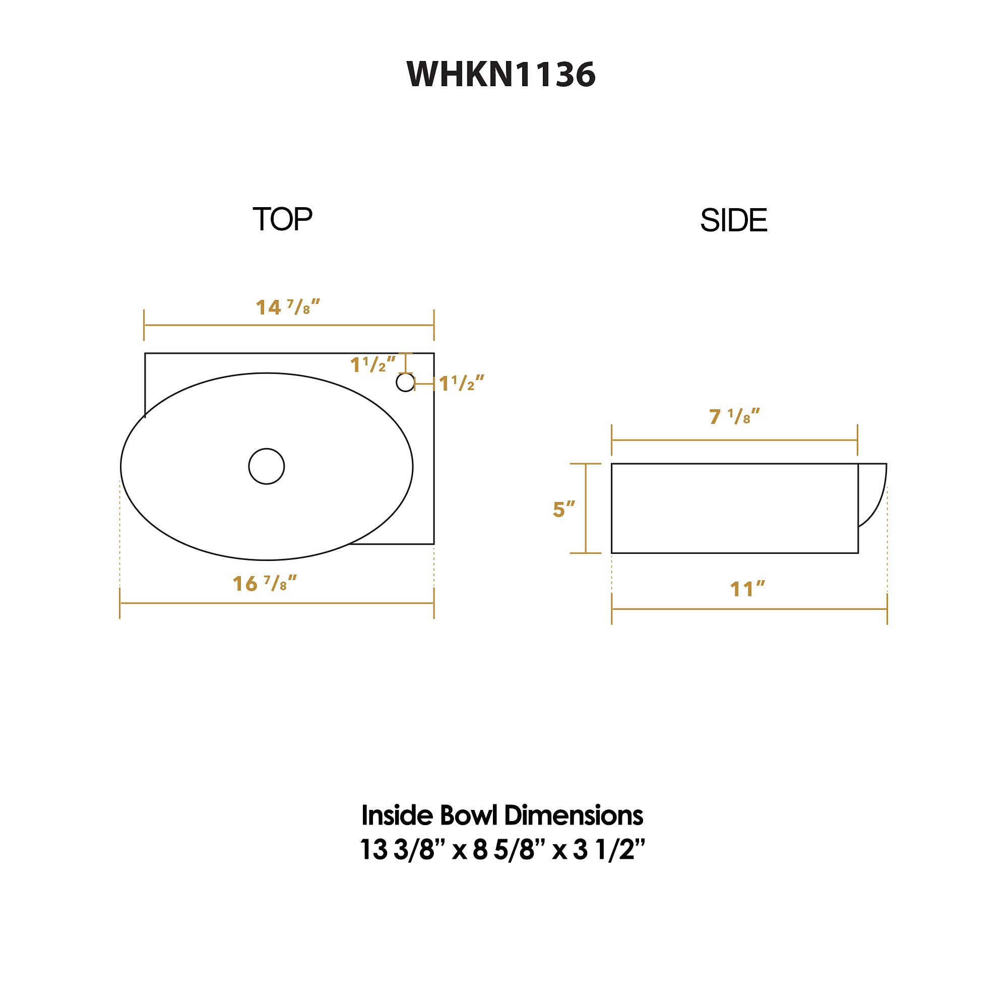 Whitehaus Whkn1136 Whkn1136Isabella Rectangular Wall Mount Basin With Integrated Oval Bowl & Right Offset Single Faucet Hole, Wh