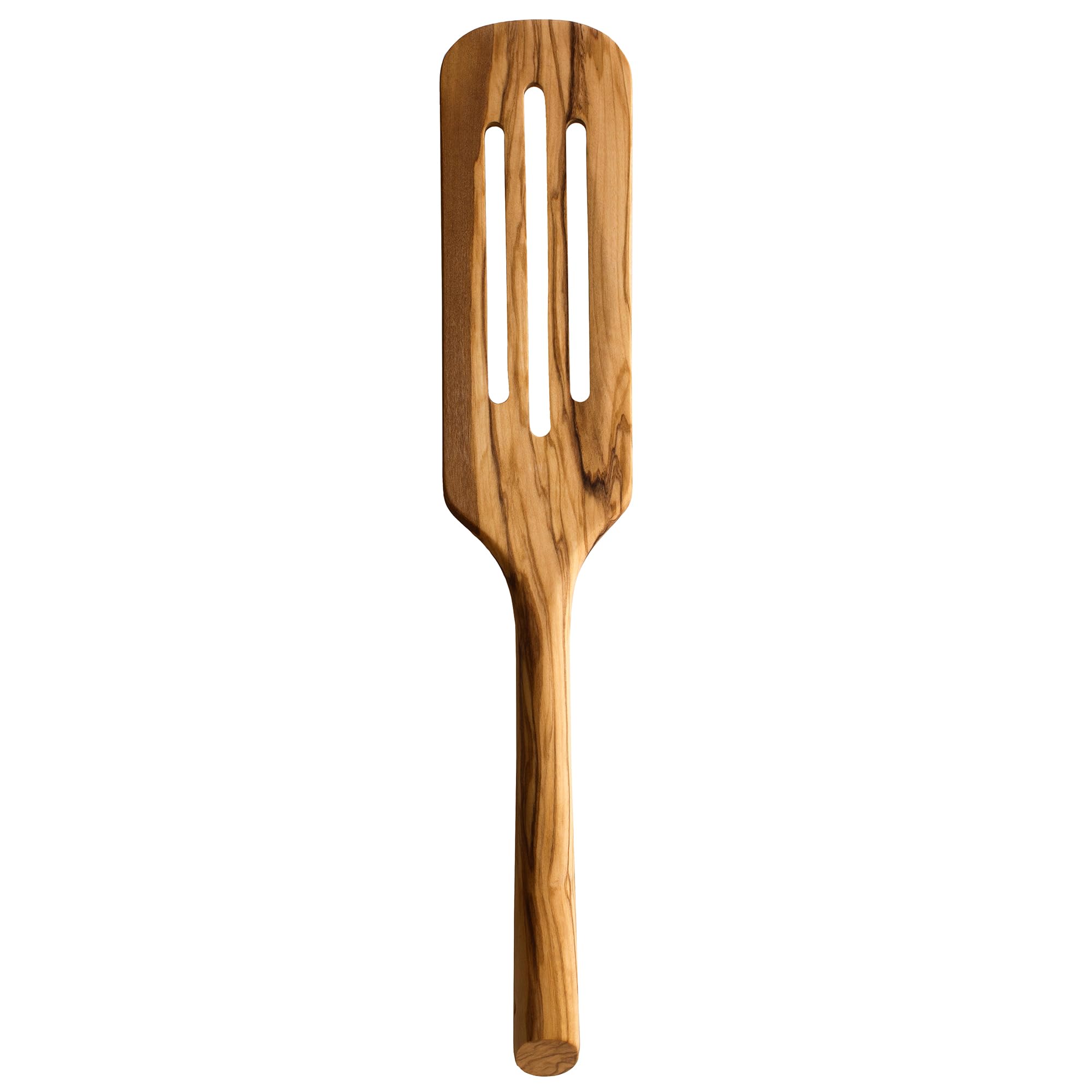 Rock & Branch Olive Wood Slotted Spurtle, Wooden Spatula for Cooking, Safe for Nonstick Cookware, 13 Long