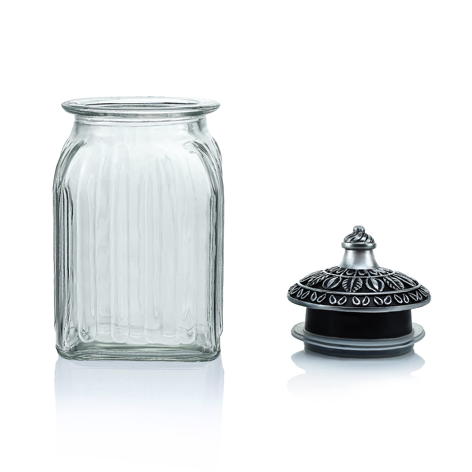 SOCOSY Vintage Transparent Glass Candy Jar with Lid Food Jar Nut Jar Jewelry Box Wedding Candy Buffet Jars Kitchen Storage Containers-30 oz