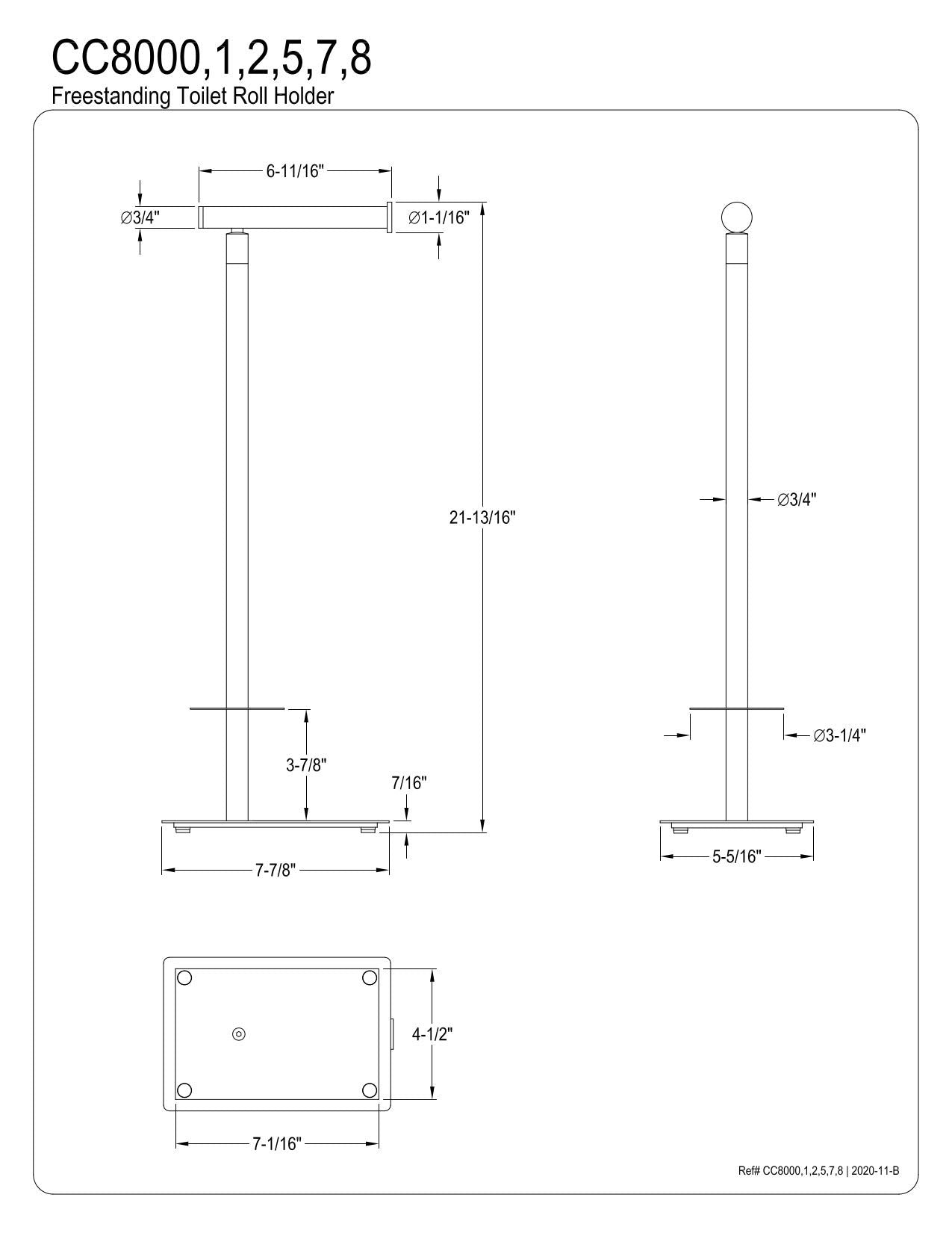 Kingston Brass CC8000 Claremont Freestanding Toilet Paper Stand  Matte Black