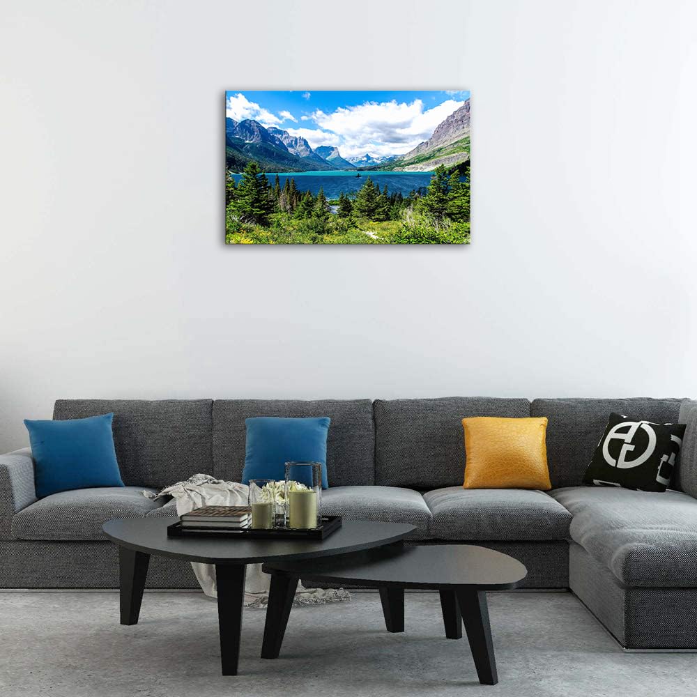 Skasnfai Glacier National Park Wall Art Lake Mountains Pictures Framed Canvas Prints Artwork For Living Room Bedroom Office Read