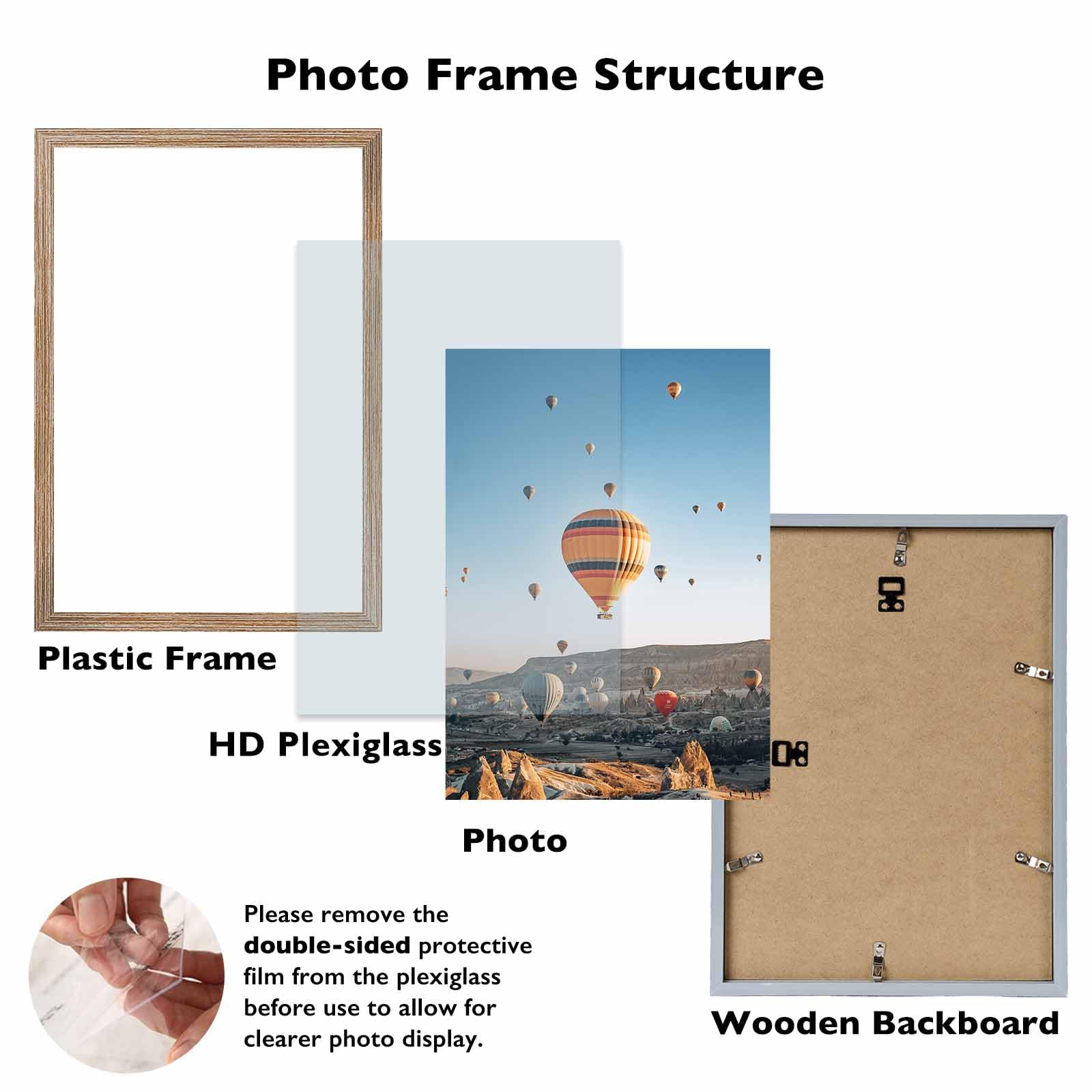 JCJMY 9x14 Picture Frame Rustic Brown for Wall Hanging, Wall Mounting Horizontally or Vertically, 9 x 14 Wall Gallery Poster Pho