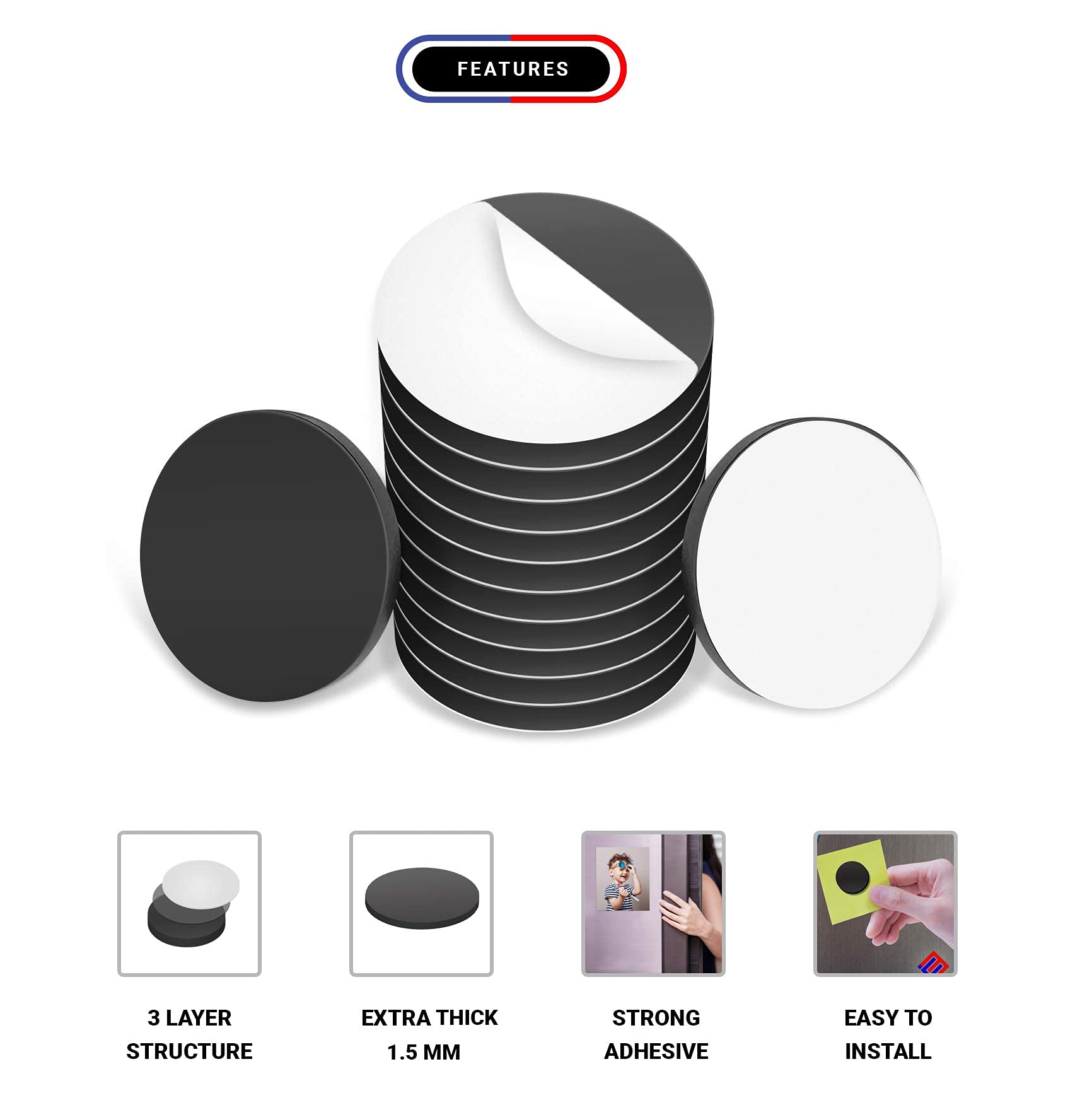 Adhesive Magnetic Discs - Round Magnetic Discs with Adhesive Backing - Magnetic Adhesive Dots Great for Crafts! Magnetic Discs are Great to use at Home  Office  School & More!(1/2 inch  1000 Pieces)