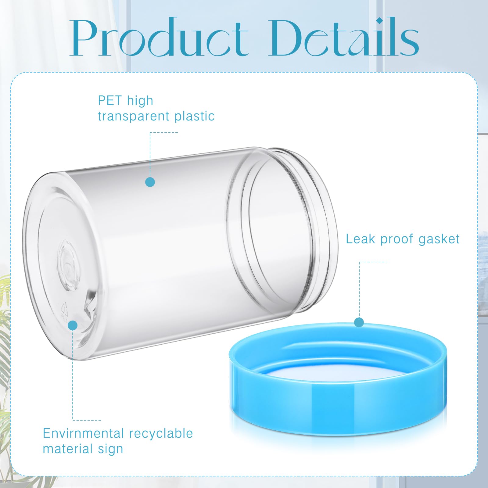 Satinior 12 Pack 12 Oz Plastic Container Jars With Lids Round Clear Travel Cosmetic Container Slime Jars For Toiletries, Lotion,