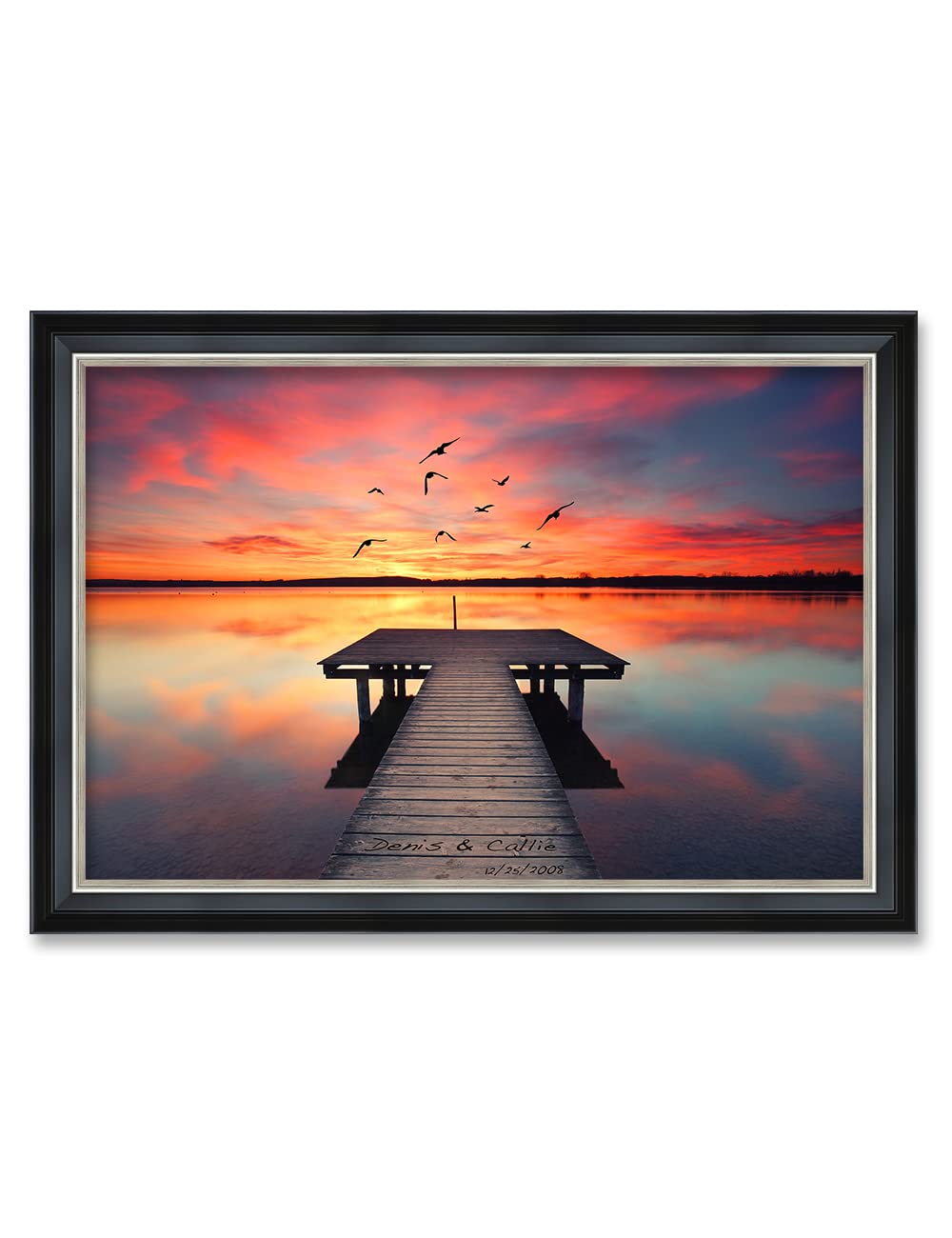 Ipic - Our Own Sunset, Personalized Ideal Gift Custom Framed Wall Art With Names And Date, Giclee Prints With Solid Wood Frame,