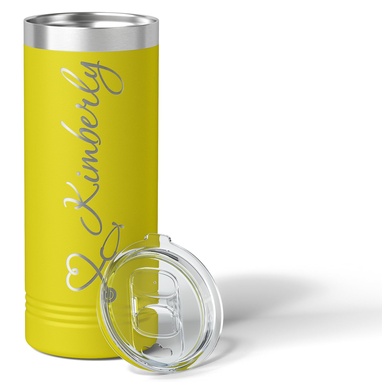 Personalized Nurse Heart Stethoscope, Rn, Lpn, Cna, Cma, Ma On Yellow 22 Oz Stainless Steel Skinny Tumbler Custom Engraved Nurse