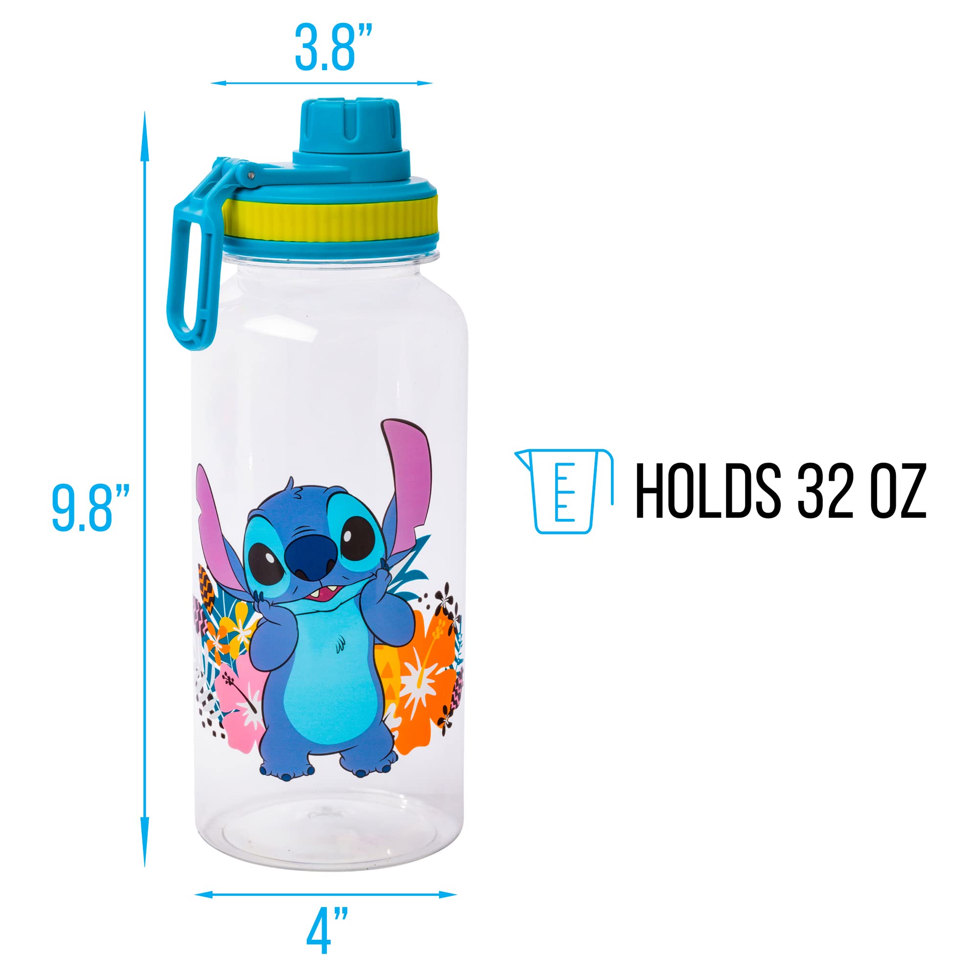 Disney Lilo & Stitch Flowers 32-Ounce Twist Spout Water Bottle And Sticker Set