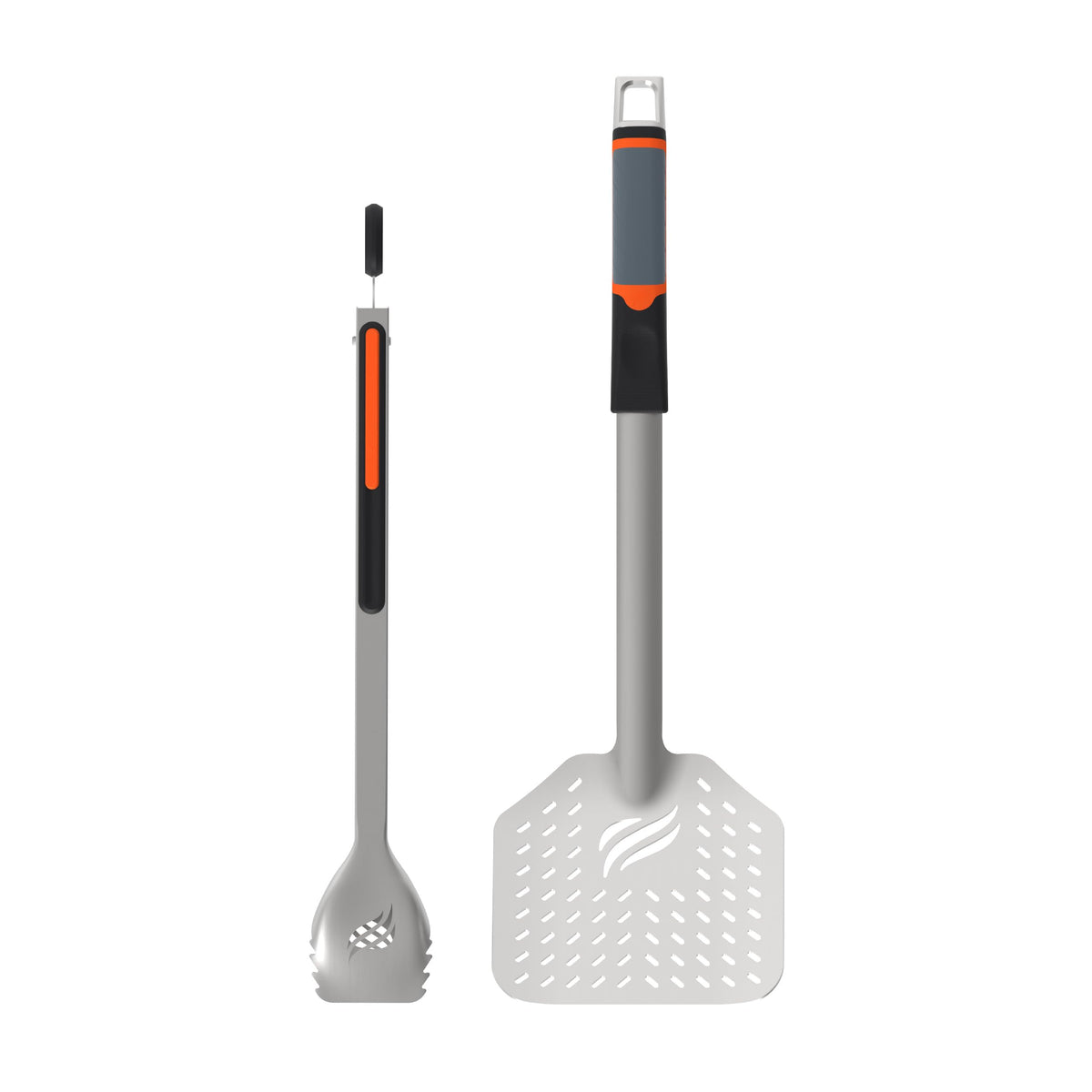 Blackstone 5282 Frying Tongs And Skimmer Spatula Set For Barbeque And Grilling 1 Long Handled Tong With Square Hang Loop, 1 Larg